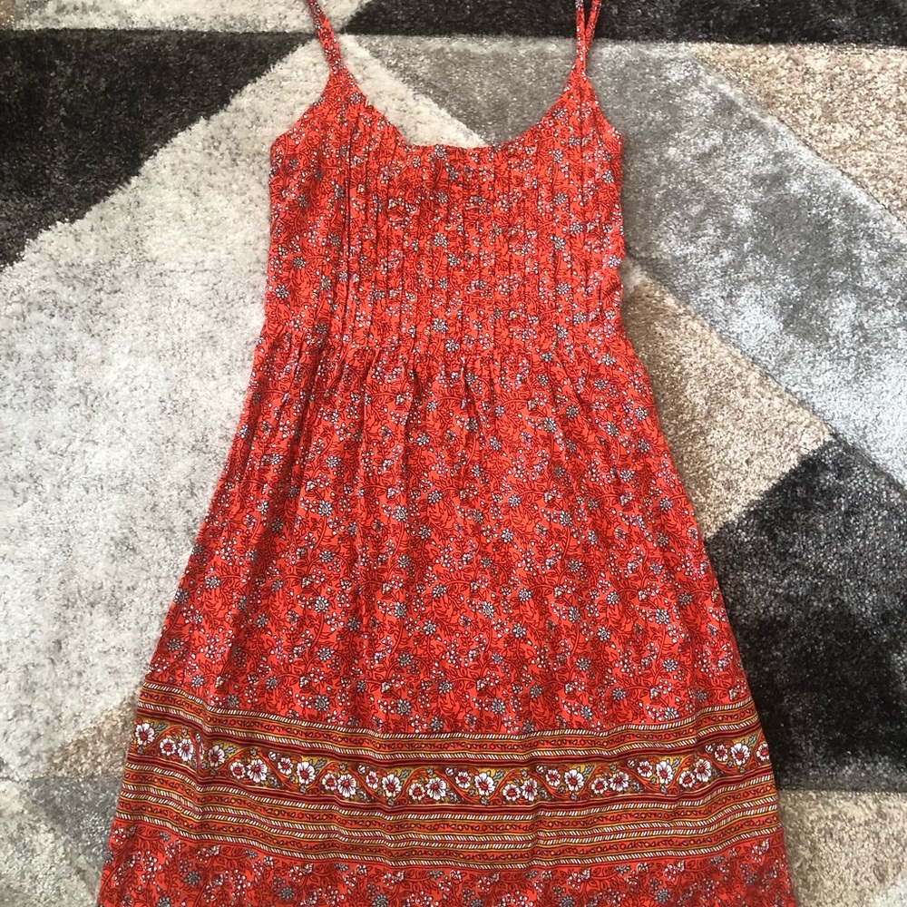Old Navy Red Pattern A-Line Dress